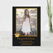 Carte Elegant Black Gold Photo Graduation Congratulation (Devant)