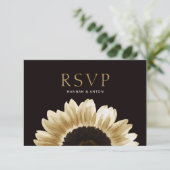 Carte Elegant Black Gold Sunflower (Debout devant)
