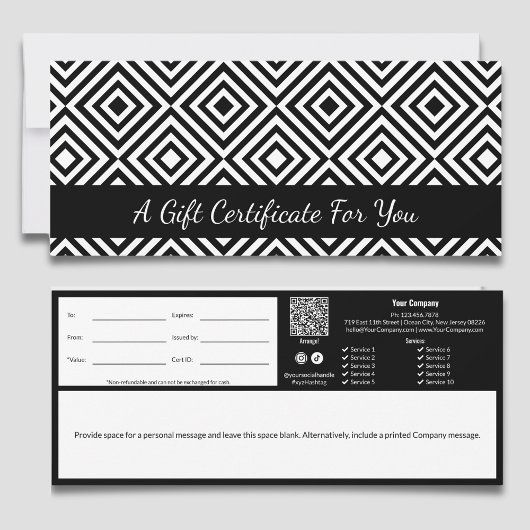 Carte Élégant Black White Carrelage Motif Certificat cad