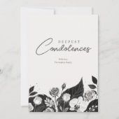 Carte Elegant Black & White Floral Border Sympathy  (Devant)