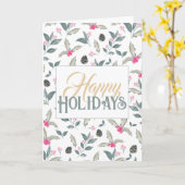 Carte Elégant blanc hiver floral Aquarelle Noël (Fleur jaune)