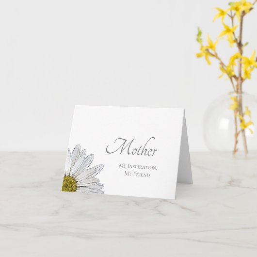 Carte Elégant Blanc moderne marguerite Simple fête des m (Fleur jaune)