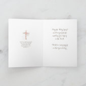 Carte Elégant blanc rose confirmation nom croisé floral (Intérieur)