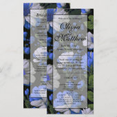 Carte Elégant bleu argenté blanc élégant floral rétro (Devant / Derrière)