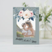 Carte Elégant bleu et bleu clair Arrière - plan floral (Debout devant)