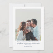 Carte Elégant bleu joyeux photo de Noël (Dos)