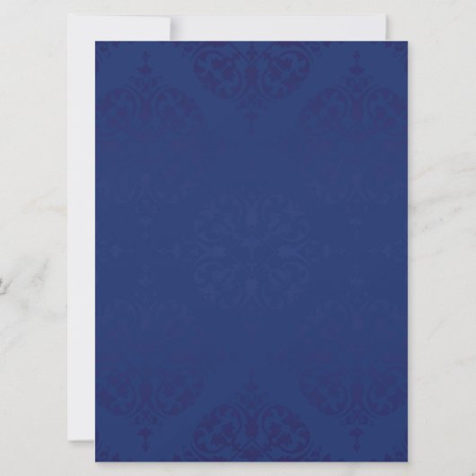 Carte Elégant bleu marine Damask (Dos)