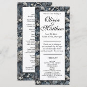 Carte Elégant bleu poussiéreux argent blanc gris gris fl (Devant / Derrière)