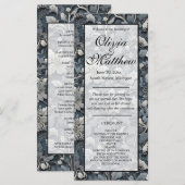 Carte Elégant bleu poussiéreux argent blanc gris gris fl (Devant / Derrière)