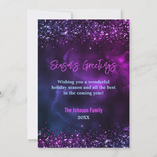 Carte Elégant bleu violet marbre art Noël Nouvel An (Devant)