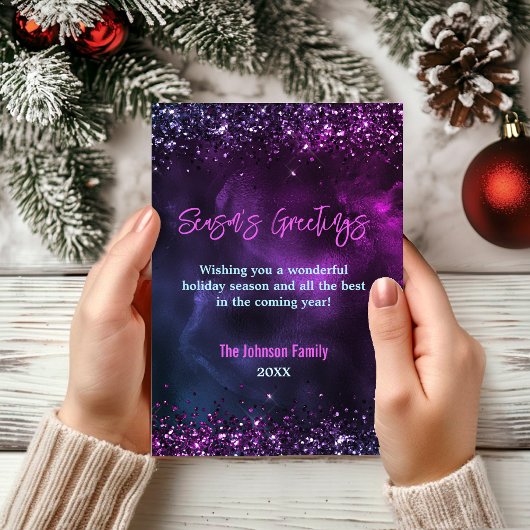 Carte Elégant bleu violet marbre art Noël Nouvel An