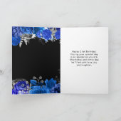 Carte Elegant Blue and Silver Flowers Birthday Party (Intérieur)