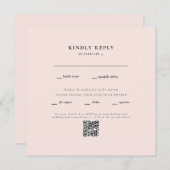 Carte Elegant Blush Carré Mariage QR Code RSVP (Devant / Derrière)