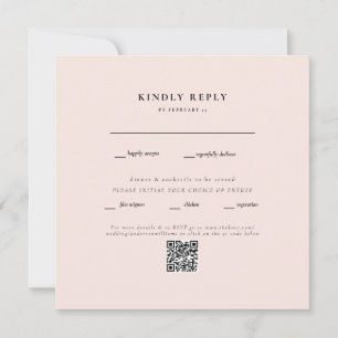 Carte Elegant Blush Carré Mariage QR Code RSVP