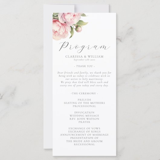 Carte Elégant Blush Floral Aquarelle Mariage moderne (Devant)