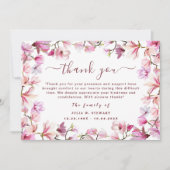 Carte Élégant Blush Floral Moderne Funérailles Merci Not (Devant)