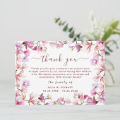 Carte Élégant Blush Floral Moderne Funérailles Merci Not (Debout devant)