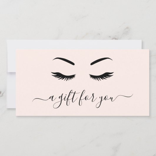 Carte Élégant Blush Pink Lashes Certificat cadeau (Devant)