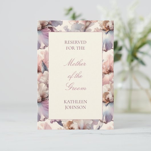 Carte Elégant Blush Rose Floral Mariage Réservé Siège (Debout devant)