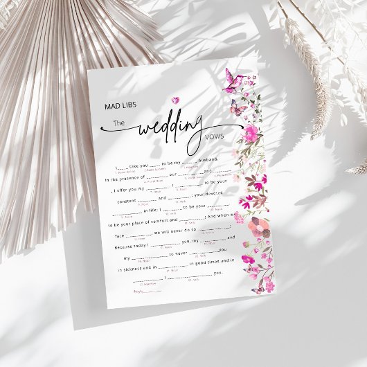 Carte Élégant Blush Ruby Rose Floral Mariage Vows Jeu