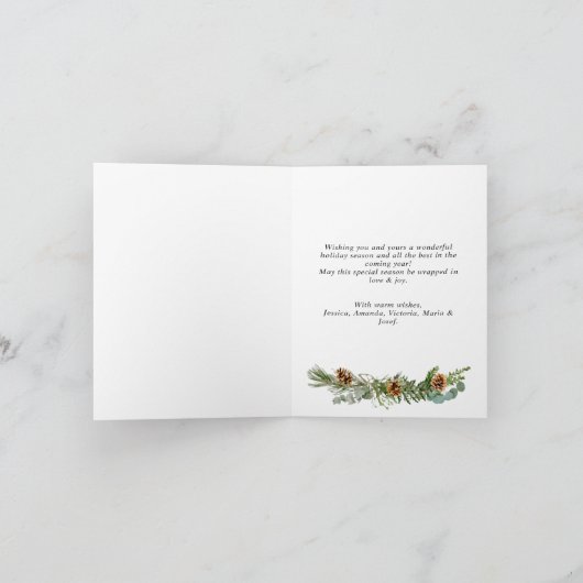 Carte Elégant Bohème Noël Pine Tree Salutation (Intérieur)