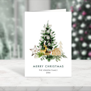 Carte Elégant Bohème Noël Pine Tree Salutation