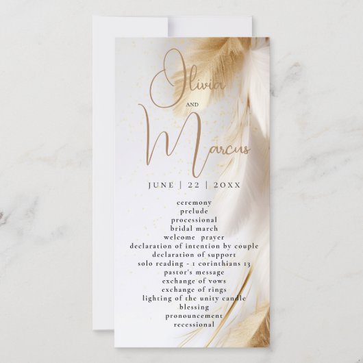 Carte Élégant Bohème Or Pampas (Devant)