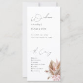 Carte Elegant Boho Pampas Grass Wedding Program (Devant)