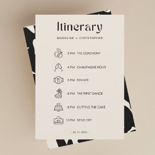 Carte Elégant Bold Floral Mariage Itinéraire Timeline