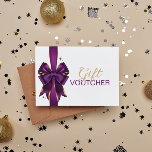 Carte Élégant bon cadeau Purple & Gold Bow
