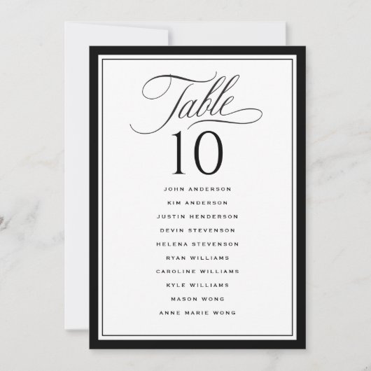 Carte Elegant Border Wedding Seating Chart Table Numbers (Devant)