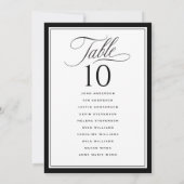 Carte Elegant Border Wedding Seating Chart Table Numbers (Dos)