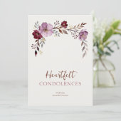 Carte Elegant Botanical Burgundy Tones Sympathy (Debout devant)
