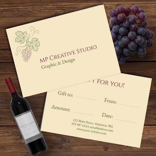 Carte Elegant Botanical Grapevine Design