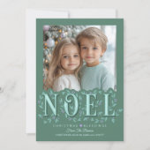 Carte Élégant Botanique Vert Lavande Photo Noël (Devant)