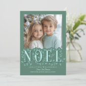 Carte Élégant Botanique Vert Lavande Photo Noël (Debout devant)