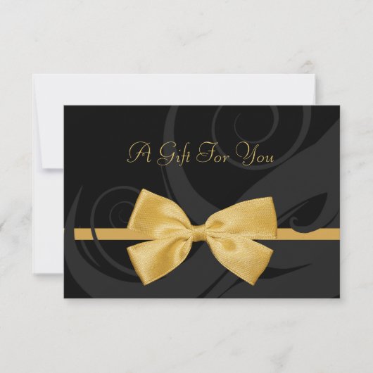 Carte Élégant Boucles noires Faux Gold Bow Certificat ca (Devant)