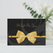 Carte Élégant Boucles noires Faux Gold Bow Certificat ca (Debout devant)