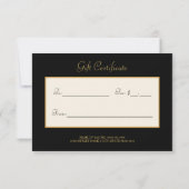 Carte Élégant Boucles noires Faux Gold Bow Certificat ca (Dos)
