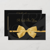 Carte Élégant Boucles noires Faux Gold Bow Certificat ca (Devant / Derrière)