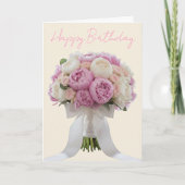 Carte Elegant Bouquet of Peonies Custom Text Birthday (Devant)