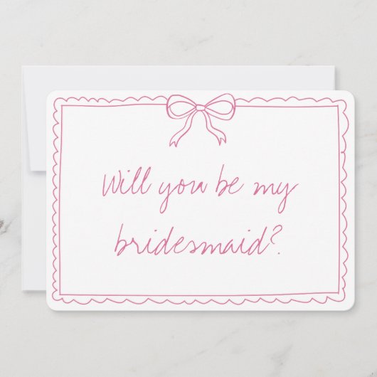 Carte Elegant Bow manuscrit Pink Bridesmaid Proposition (Devant)
