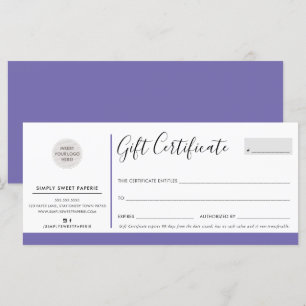 Carte ELEGANT BUSINESS moderne logo chic violet