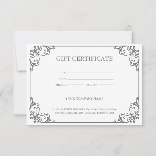 Carte Elégant cadre fleuri Customisé certificat cadeau (Dos)