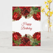 Carte Elégant cadre floral rose rouge Anniversaire (Fleur jaune)