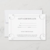 Carte Elégant cadre gris Customisé certificat cadeau (Dos)