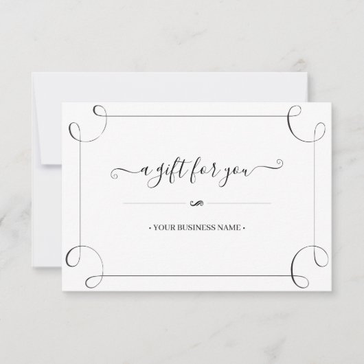 Carte Elégant cadre noir Customisé certificat cadeau (Devant)