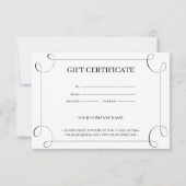 Carte Elégant cadre noir Customisé certificat cadeau (Dos)