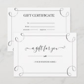 Carte Elégant cadre noir Customisé certificat cadeau (Devant / Derrière)