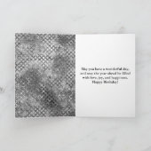 Carte Elégant Cercles Noir et Argent Foil Anniversaire (Intérieur)